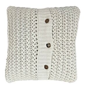 Ralph Lauren Chaps‎ Home Beige Knit Cotton Sweater Button Front Pillow 14"x14"